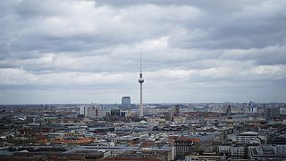 Der Fernsehturm in der deutschen Hauptstadt Berlin, 13. März 2020.