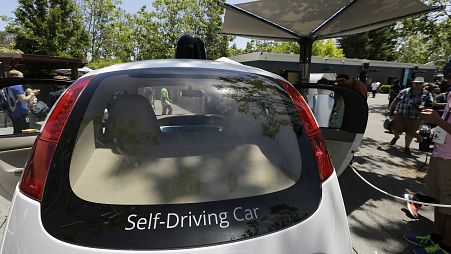 Un coche autónomo expuesto en California durante una conferencia de Google.