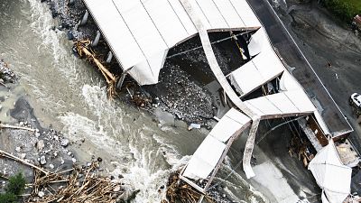 Dramatische Unwetter im Tessin und im Wallis in der Schweiz