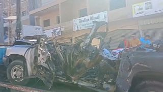 سيارة القيادي في الجماعة الإسلامية بلبنان محمد جبارة بعد اغتياله بطائرة إسرائيلية