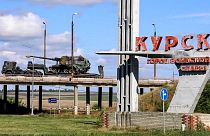 Une colonne des forces armées russes dans le district de Sudzhansky de la région de Koursk en Russie, le vendredi 9 août 2024 (ministère russe de la Défense)