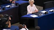 Ursula von der Leyen az Európai Parlament plenáris ülésén Strasbourgban július 18-án