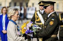 Ursula von der Leyen besuchte am Freitag Kiew.