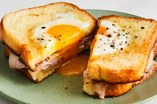 Egg-in-a-nest sandwich.