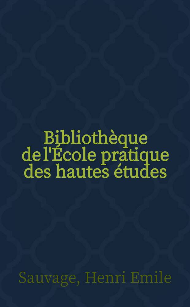 Bibliothèque de l'École pratique des hautes études : Publ. sous les auspices du Ministère de l'instruction publique. T.13, Art. № 5 : Essai sur la faune ichthyologique de la période Liasique suivi d'une notice sur les poissons du Lias de Varry