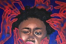 Painting by Charlie Ballenger, 13, a winner of our Coming of Age in 2021 contest. He writes that being a teen is “a constant debate between being unique (usually the harder option) and conforming.” 