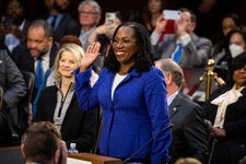 Ketanji Brown Jackson is sworn in during the 2022 confirmation hearings that made way for her ascent to the Supreme Court.