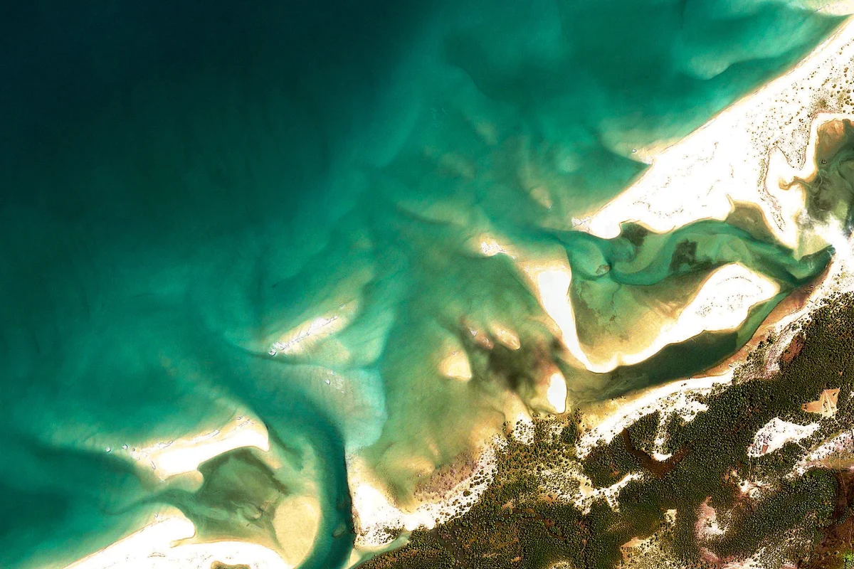 Aerial image of the the water and the coastline