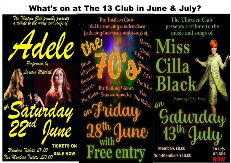 What's on at The Thirteen Club in June & July