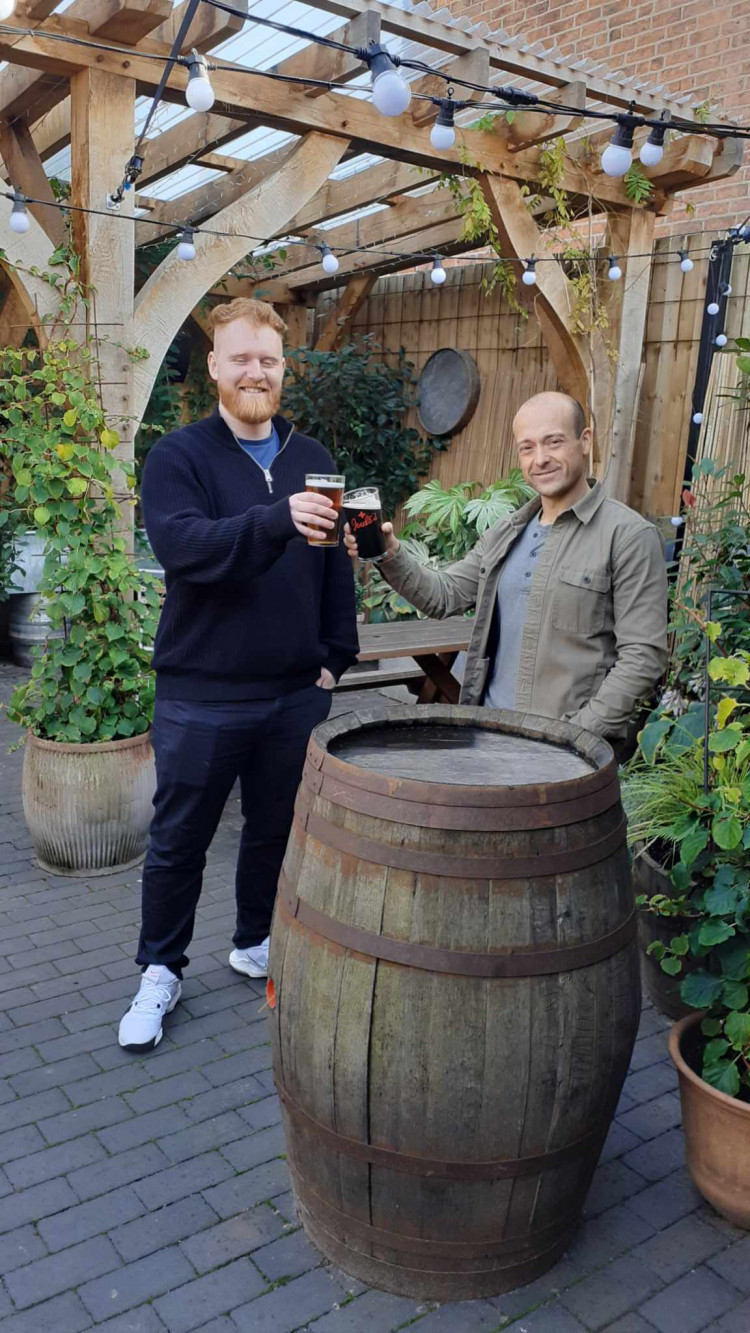 Cheers!  The Mere Inn's licensee, Charlie Charlesworth, (right) is throwing a party this weekend. (Photo: Nub News)