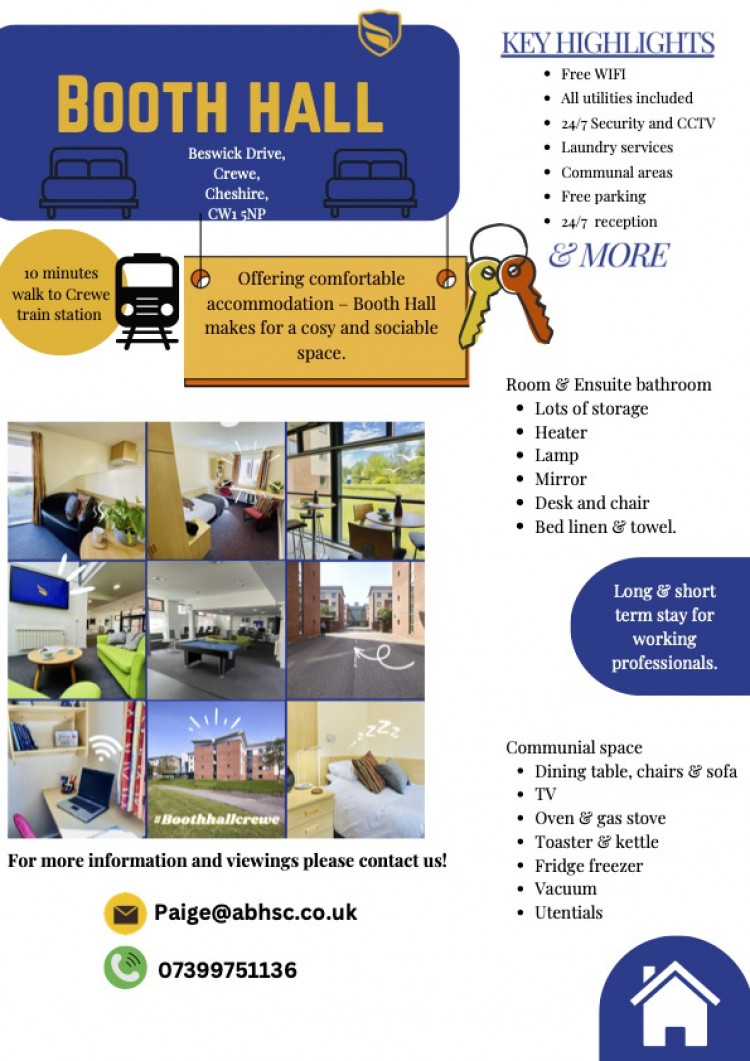 A Crewe university has the perfect accommodation available to the local community, with details on the 200 rooms available below (Nub News).