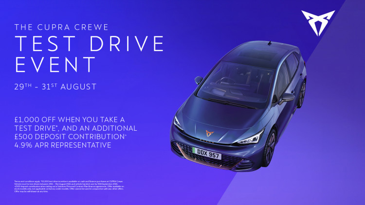 The CUPRA Test Drive event is taking place between the Thursday 29 August and Saturday 31 August, with some great savings to be had (Swansway).