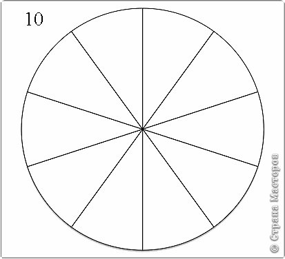 Но если  размер не подошел и колличество кусочков надо другое, то можно переделать выкройку и это сделать очень просто.

Определитесь с размером торта (высота и ширина).

 

Начертите на бумаге круг в размер (ширина) вашего торта и разделите его на секторы в соответствии с количеством человек которые будут приглашены. Можно воспользоваться моими шаблонами здесь( https://stranamasterov.ru/node/21703?u=)

Так как там те же круги с секторами.

Затем перечертите выкройку, это довольно легко!!! (фото 3)