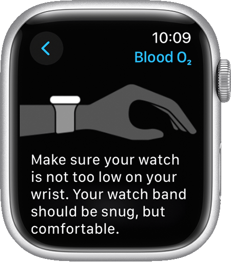 Et skærmbillede af Apple Watch Series 7, der viser, hvordan du skal gå med dit ur for at få de bedste resultater.
