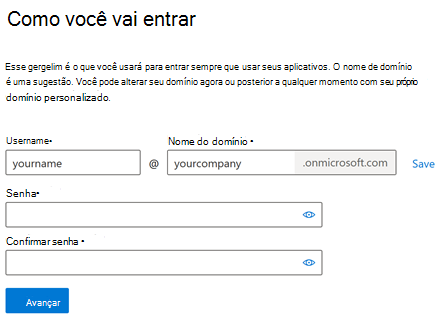 Como você vai entrar e criar conta no Microsoft 365 para empresas