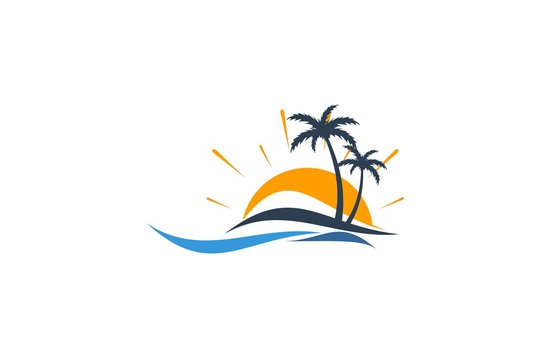 beach sunset holiday logo