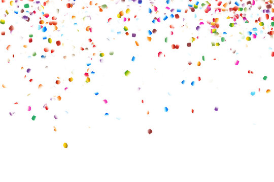 Flying colorful confetti, cut out - stock png.