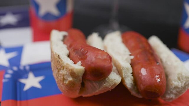 Choripanes choripan chile fiestas patrias beer bread and chilean flag