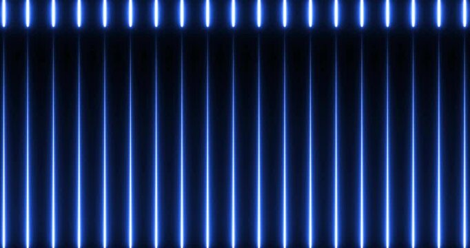 Blue vertical light beams animation on dark background