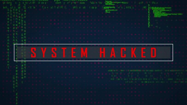 Animation of digital data processing over system hacked text