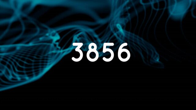 Animation of numbers changing over blue mesh of connections on black background