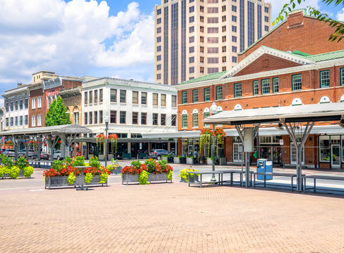 Quaint USA main street square small town business commercial  storefronts Roanoke Virginia