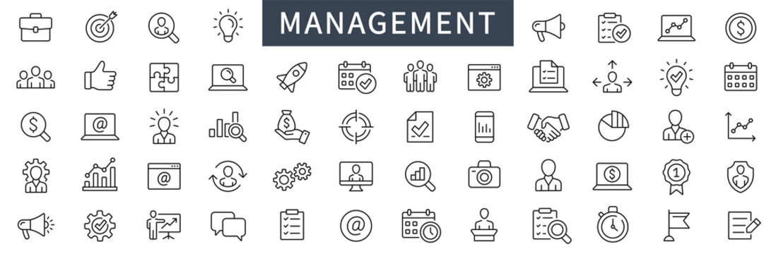 Business and management line icons set. Management icon collection. Vector illustrator