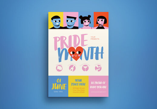 Pastel Flat Design Pride Month Flyer Layout