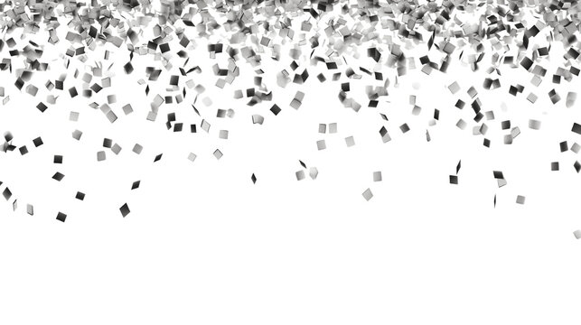 Silver confetti falling, cut out