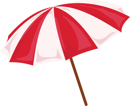 Vector illustration of a classic red and white striped beach umbrella on a white background