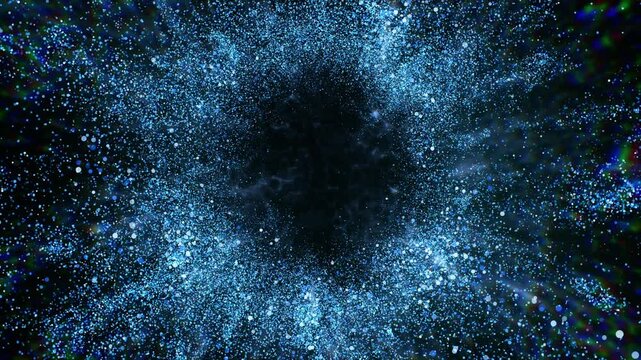 4k Blue Particles Explosion. Motion Background. Xmas glitter particle. Isolated on black. Animated Overlay. 60fps. 2160p