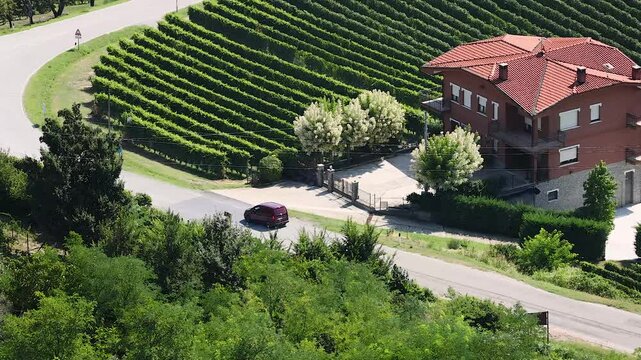 Car Driving Through Piedmont Countryside