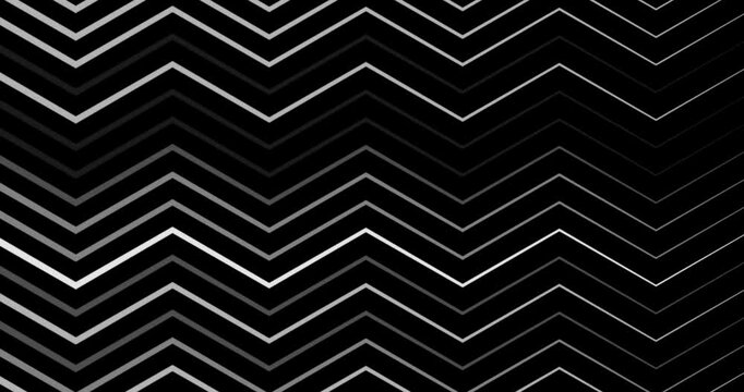 Animation of white and grey zigzag shapes moving over black background