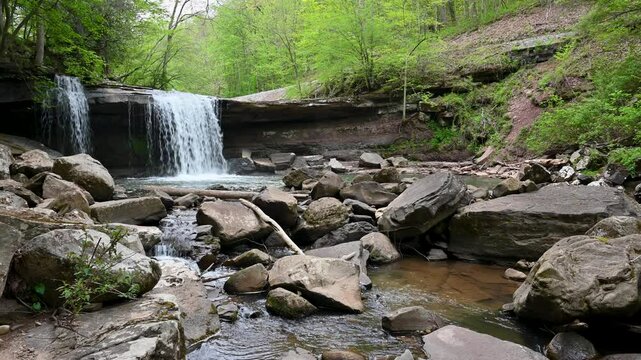 View of Waterfall in Babcock State Park, West Virginia