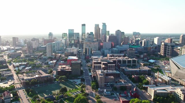 Downtown Minneapolis Minnesota USA - 4K Aerial Drone Video