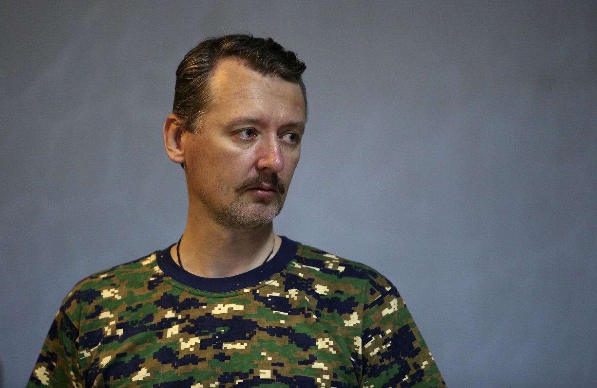 Pro-Russian military commander Igor Strelkov attends a news conference in the eastern Ukrainian city of Donetsk