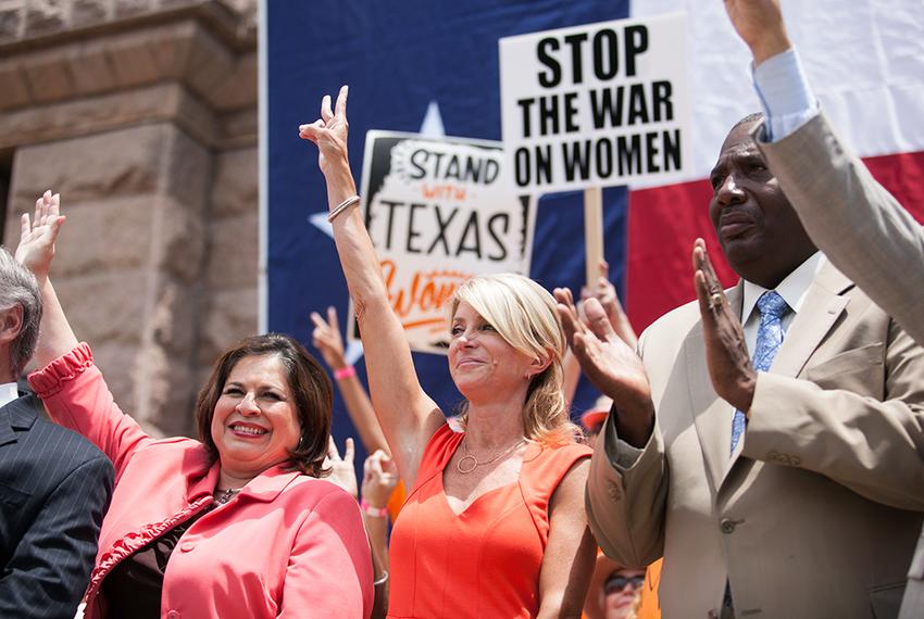 Sen. Leticia Van de Putte, Sen. Wendy Davis, and Sen. Royce West took part in the Stand with Texas Women Rally at the Capitol on July 1, 2013.