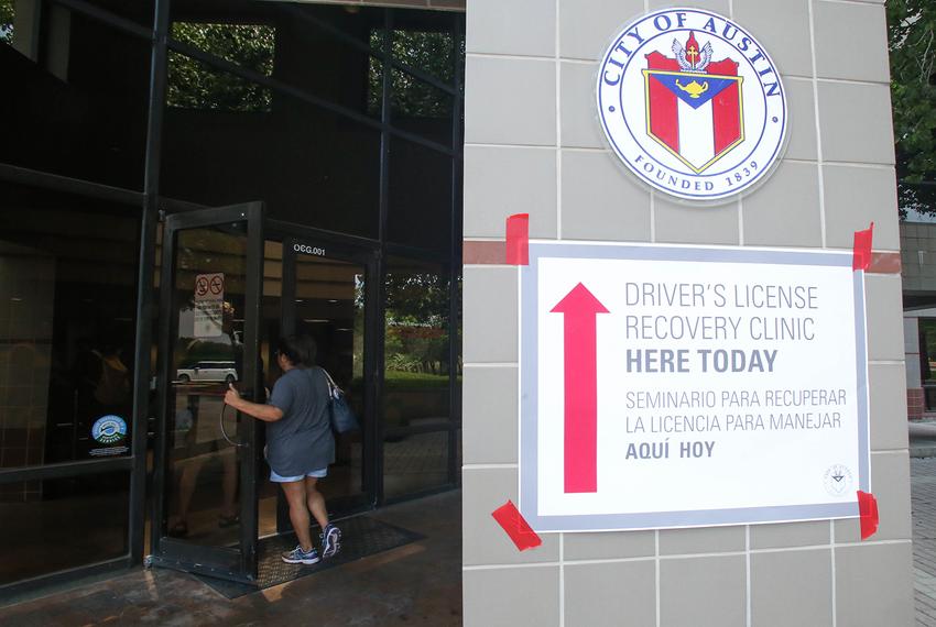 A driver license reclamation clinic held in Austin on June 22, 2018.