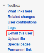 Image of user page with "Email this user" link highlighted under "Tools" heading.