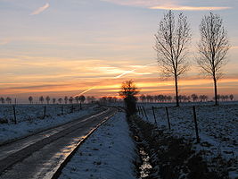 Sunset on the « Rue Notre-Dame » in Cambron-Casteau, Belgium.