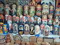 Celebrity matryoshka dolls at a souvenir stall in Kiev, Ukraine