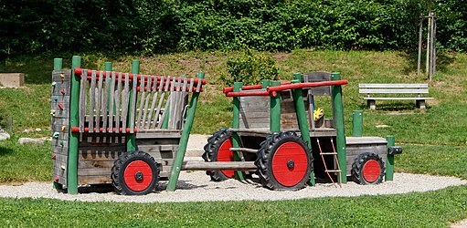 Tractor with trailer by Bernd Angstenberger, playground "Sägmüllermatte", Lichtental, Baden-Baden, Germany