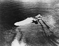 US Aircraft Carrier USS Saratoga (CV-3) sinking after Operation Crossroads (Bikini Atoll)