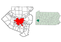 Location of Pittsburgh in Allegheny County and the Commonwealth of Pennsylvania