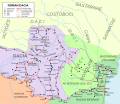 The province 106 AD-271 AD, Roman settlements and legion garrisons with latin names included.