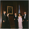 JFK, Jackie, André Malraux, L.B. Johnson, unveiling Mona Lisa