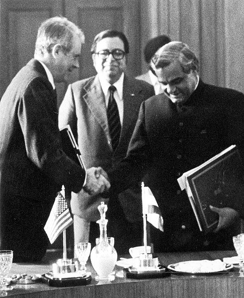 File:The meeting was co-chaired by Shri Atal Bihari Vajpayee, Minister of External Affairs, on behalf of the Government of India, and by Mr. Cyrus R. Vance, Secretary of State, on behalf of the Government of the United States of America.jpg