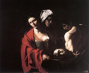 Salomé con la cabeza del Bautista, de Caravaggio. Hacia 1607-1609.