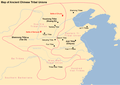 Map of tribes and tribal unions in Ancient China, including tribes of Huang Di (Yellow Emperor), Yan Di (Flame Emperor) and Chiyou.