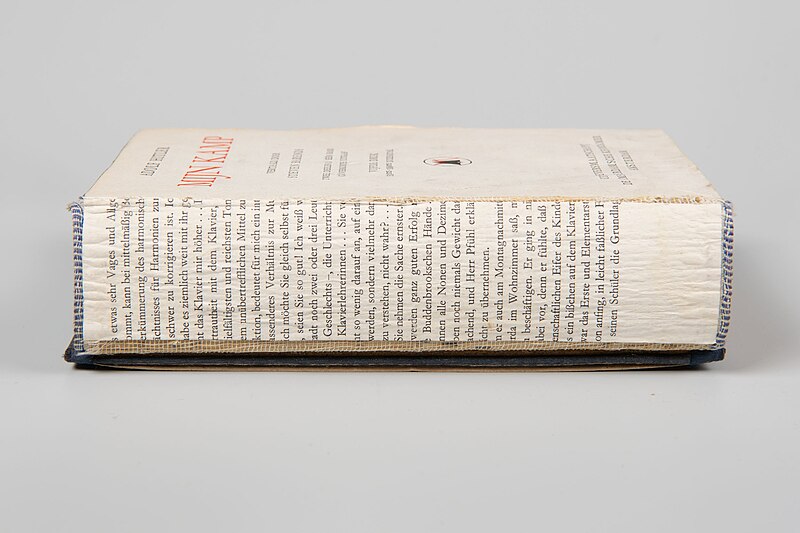 File:Detail verborgen tekst in de rug van Mein Kampf, Vrijheidsmuseum, 5.3.31569.jpg